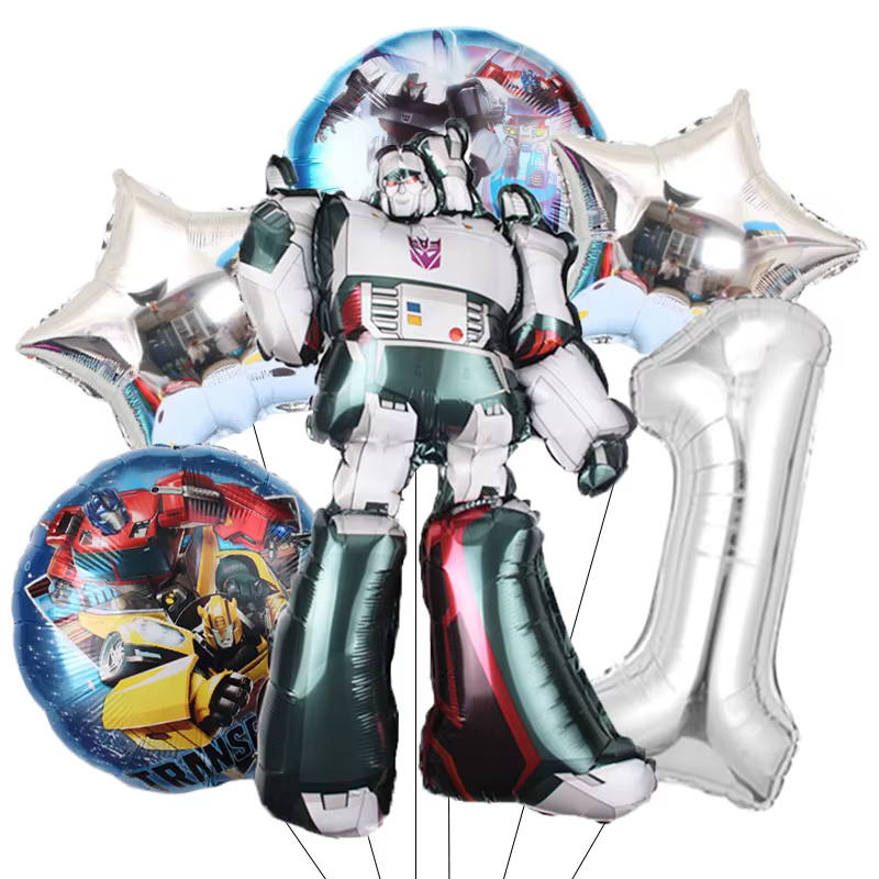 Ballons en film à thème de transformation, décorations de fête d'anniversaire, ballons numériques en film d'aluminium, cadeau pour garçon, baby shower