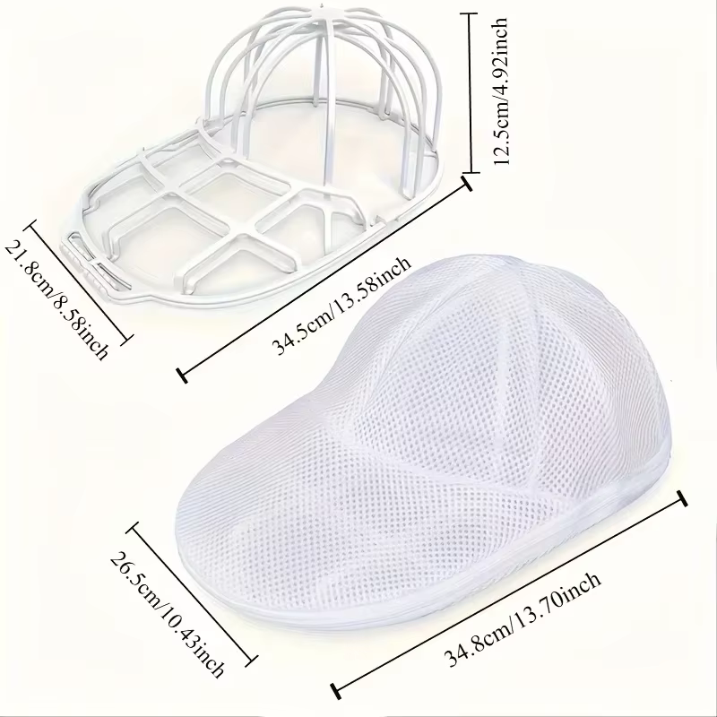 Cage de nettoyage pour chapeaux pour machines à laver, nettoyeur de chapeaux avec sac en filet, sacs ou supports à chapeaux peuvent être achetés séparément.