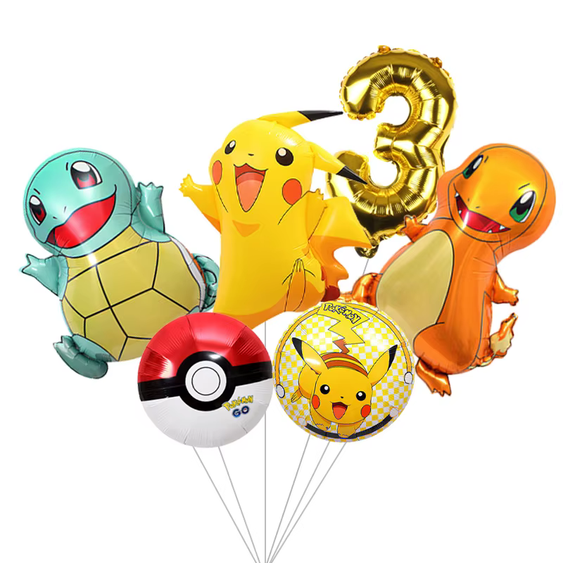 Ballons en aluminium à hélium pour fête d'anniversaire Pokemon, ballons Pikachu pour enfants, fournitures de décoration de fête, baby shower