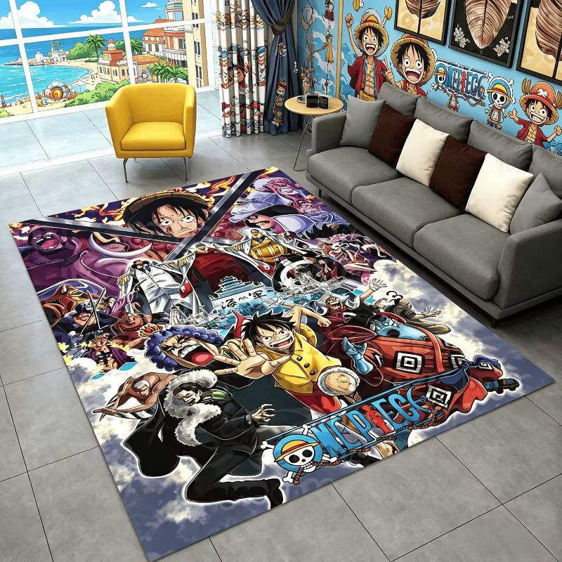 Tapis de dessin animé 3D One Piece pour salle de jeux
