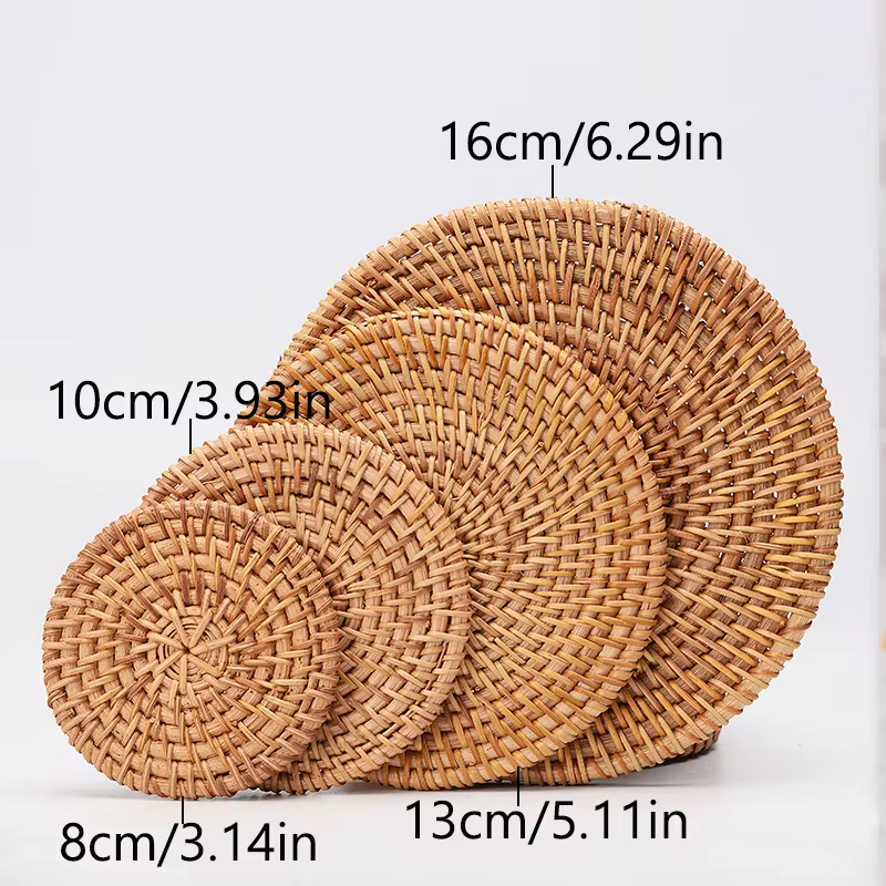Tapis de Table en rotin fait à la main, napperon créatif pour Table à manger, bol, assiette, tapis isolant thermique, tapis antidérapant, Simple, à la mode