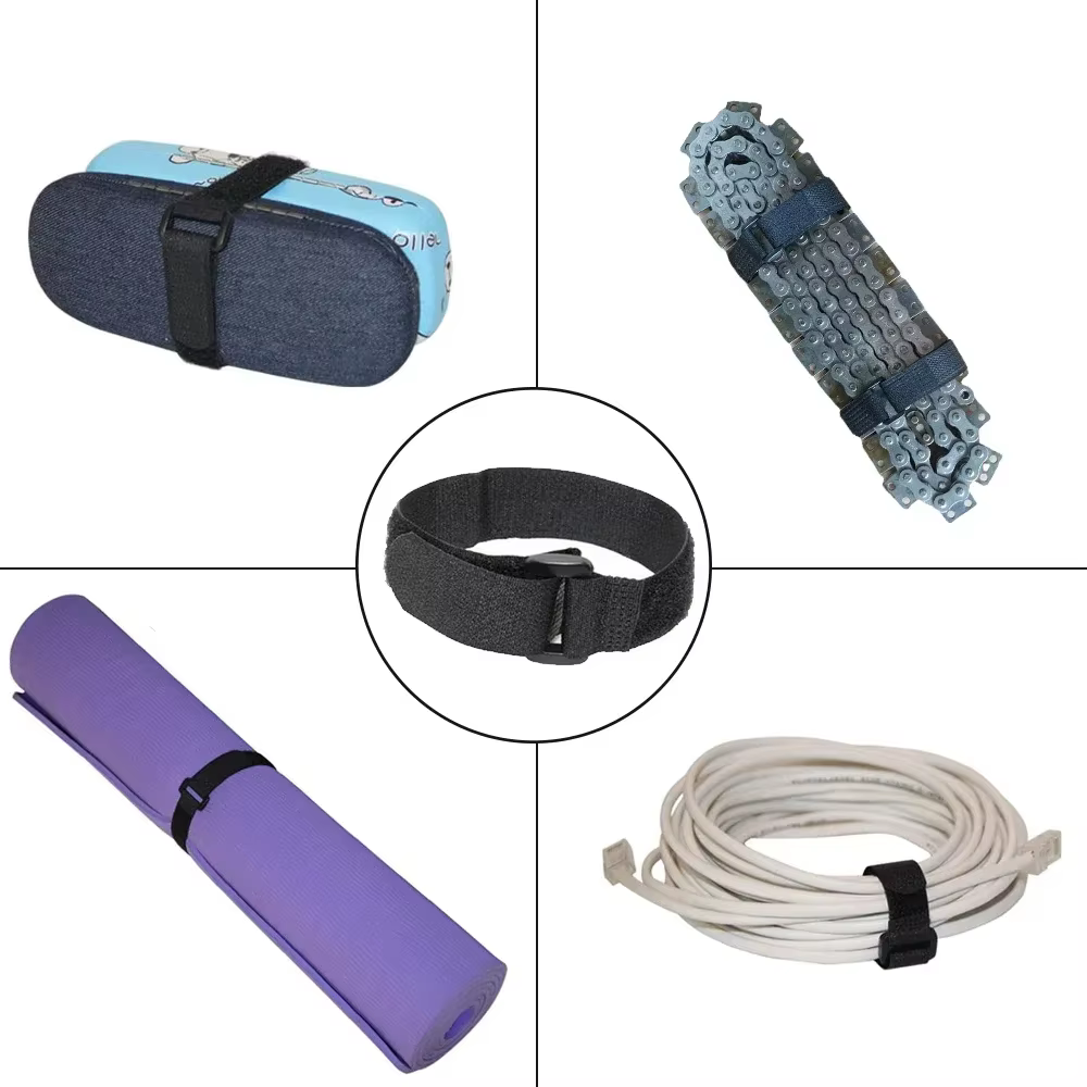 Sangles de fixation auto-adhésives en nylon pour roues de vélo, 2.5x30cm, 5 pièces, réutilisables, durables, multi-usages, avec crochets et boucles