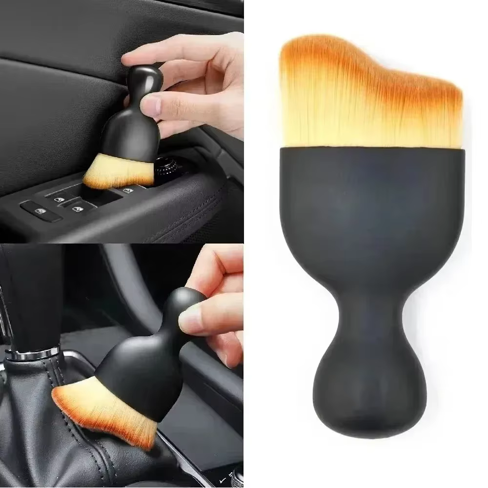 Brosse de nettoyage intérieur de voiture, climatiseur, sortie d'air, brosses de nettoyage en fourrure douce avec coquilles, dépose de poussière de crevasses, outils de brosse de détail