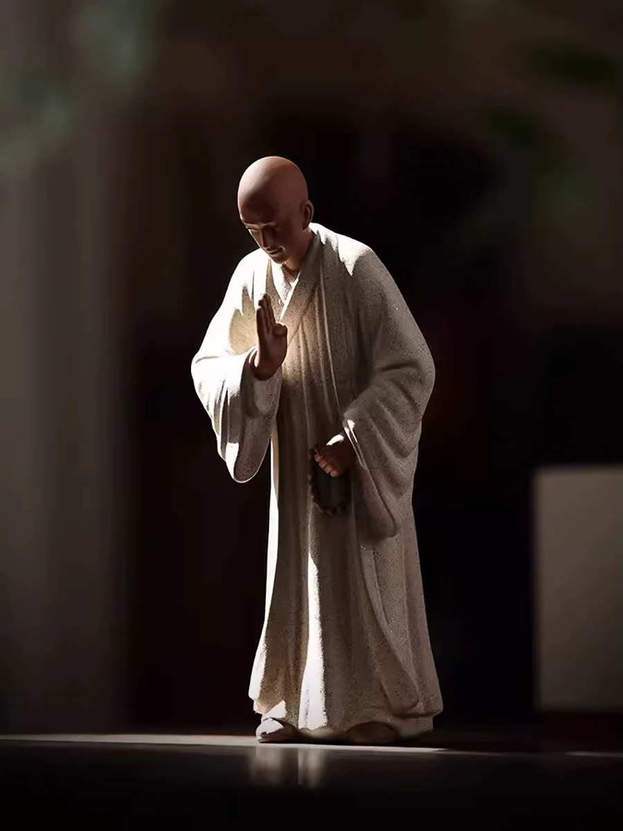Sculpture de méditation Shami bouddhiste du petit moine Zen