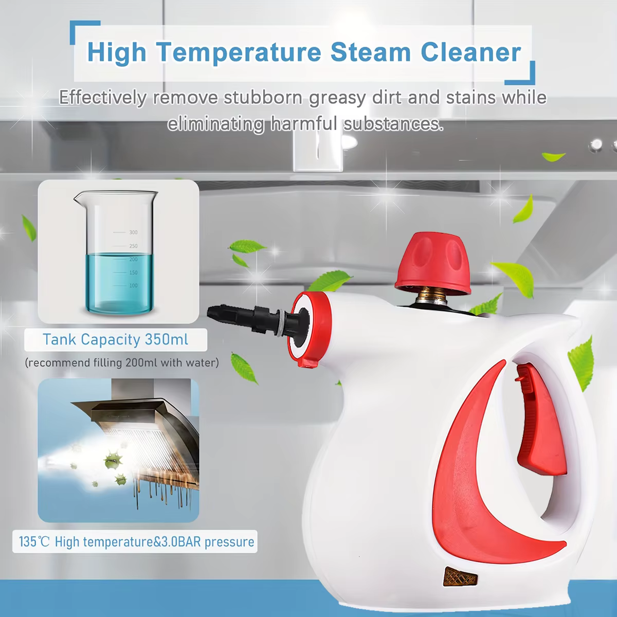 Nettoyeur vapeur portatif multifonctionnel pour un nettoyage en profondeur, idéal pour la maison, la cuisine, les vitres de voiture