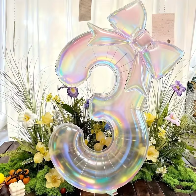 Ballon numérique transparent coloré 0-9, 2 pièces, ballon à nœud coloré, utilisé pour les fêtes d'anniversaire et la décoration d'anniversaire