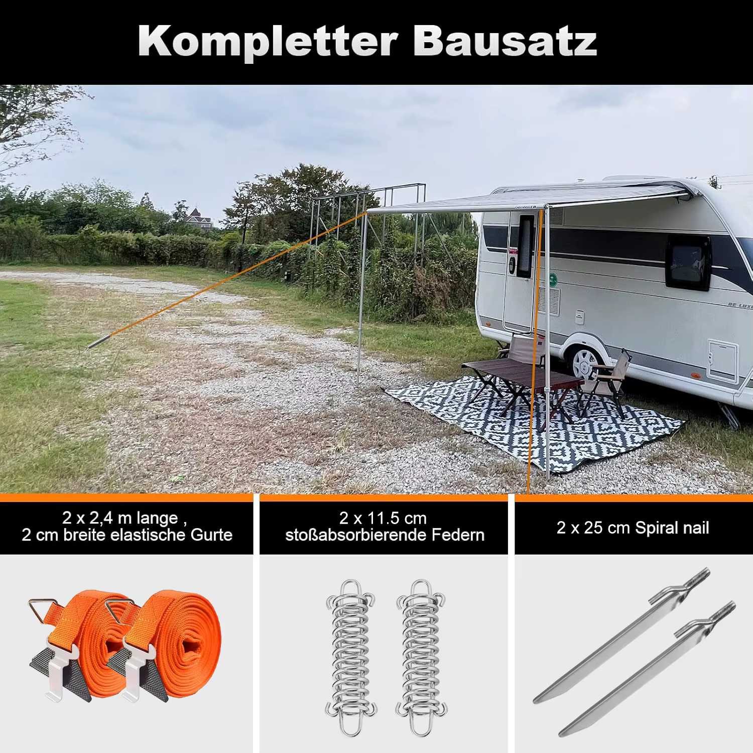 Kit de fixation pour auvent de camping-car, stabilisateur de vent pour auvent, accessoires d'ancrage pour auvent de camping-car, caravane, motohome, compatible Thule Fiamma Dometic