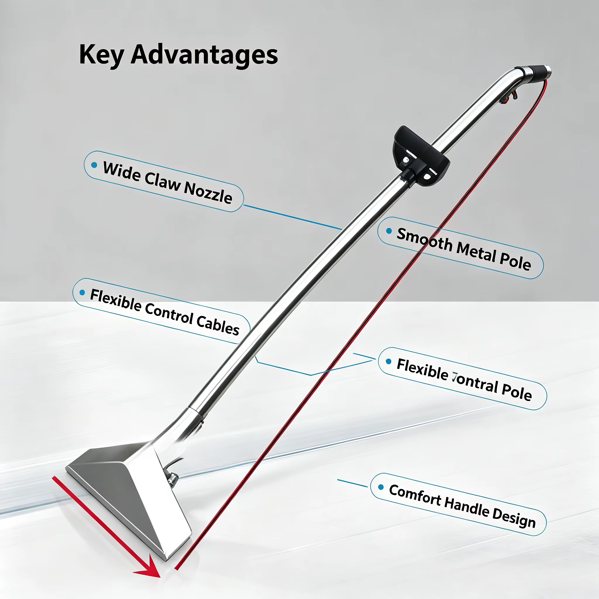 Tête d'aspiration pour tapis en acier inoxydable, accessoire de nettoyage vapeur tout-en-un pour machine de nettoyage intégrée