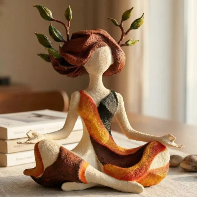 Figurine de méditation en résine de style moderne