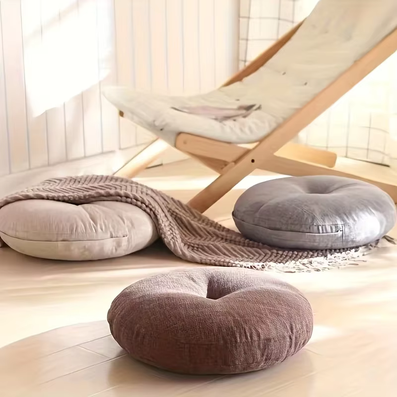 Coussin rond épais, oreiller de yoga de méditation doux et confortable