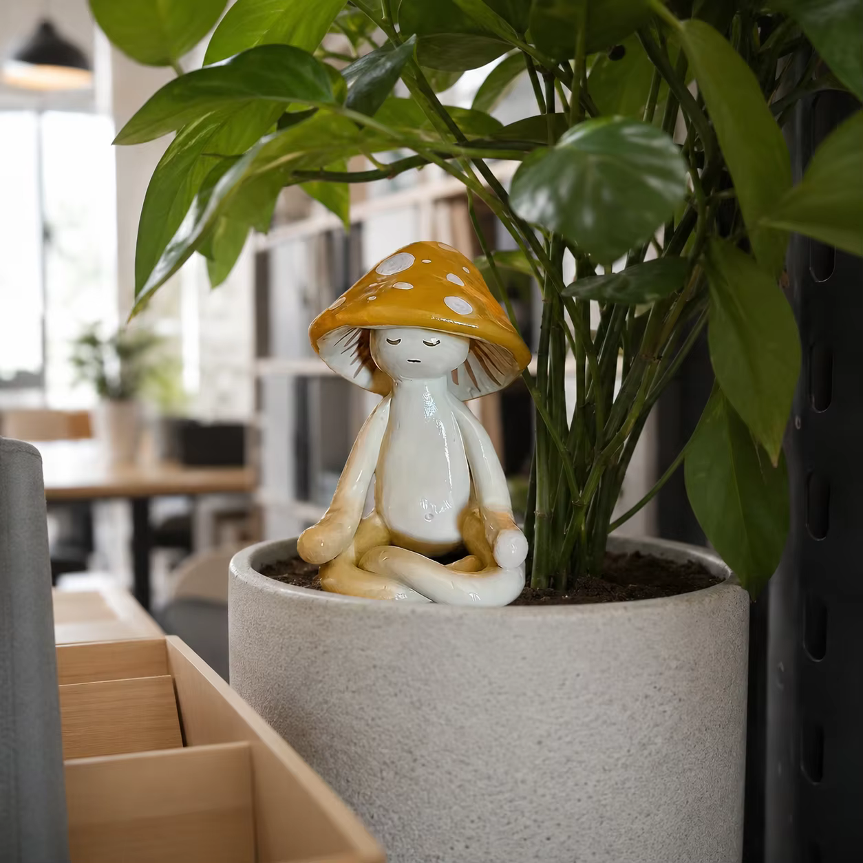 Figurines de yoga en résine en forme de champignons – Ensemble de statues de méditation mignonnes pour la décoration de