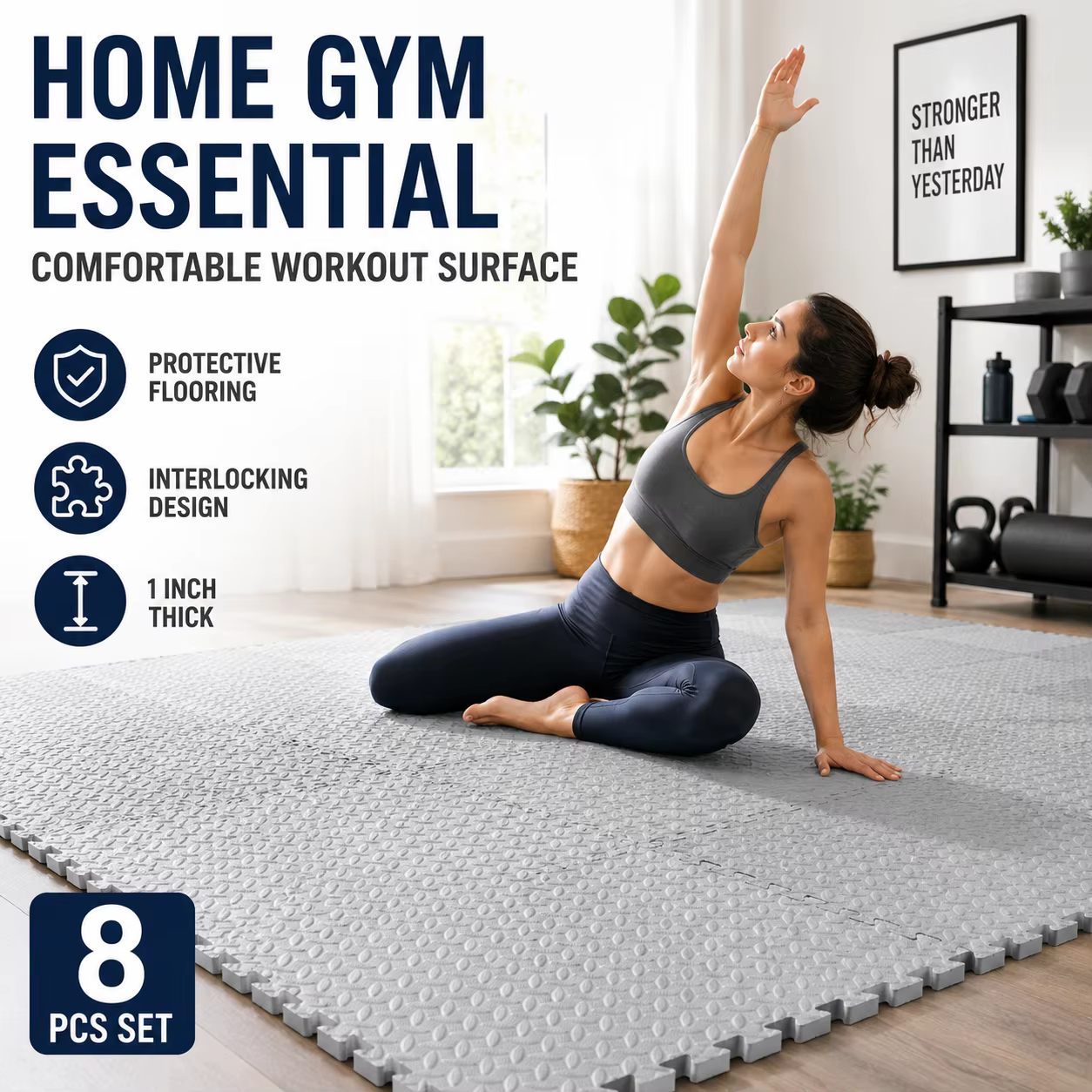 Tapis de gym en mousse EVA épaisse de 1 pouce