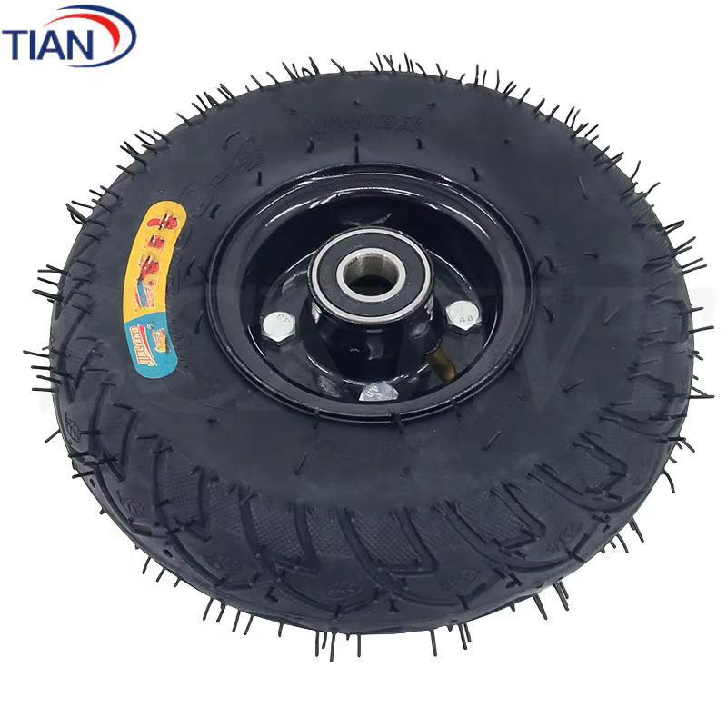 Roue gonflable de 10 pouces 350-4 pour chariot, roue pivotante silencieuse en caoutchouc pour chariot à plateau, roue gonflable pour chariot Tiger