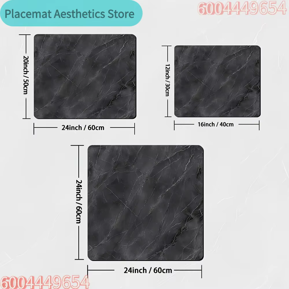 Housse anti-poussière pour machine à laver et tapis de séchage pour vaisselle - Motif marbre noir et blanc, tapis de protection en polyester durable pour la cuisine