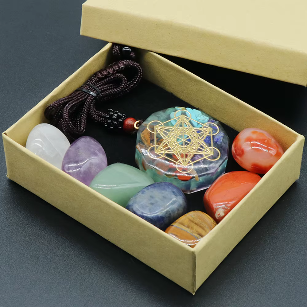 Ensemble de Chakras en pierre de cristal