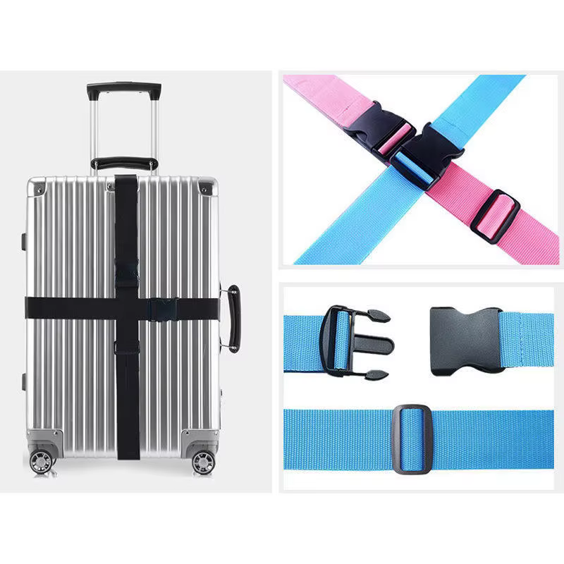 Sangles de bagage droites pour valise, ceinture de bagage en polyester avec boucle de déverrouillage réglable, accessoire de voyage