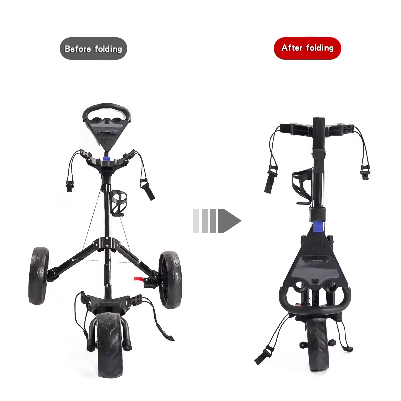 Chariot de golf à 3 roues en aluminium, pliable, léger, chariot de golf portable, chariot de golf à pousser/tirer à la main avec cadre durable