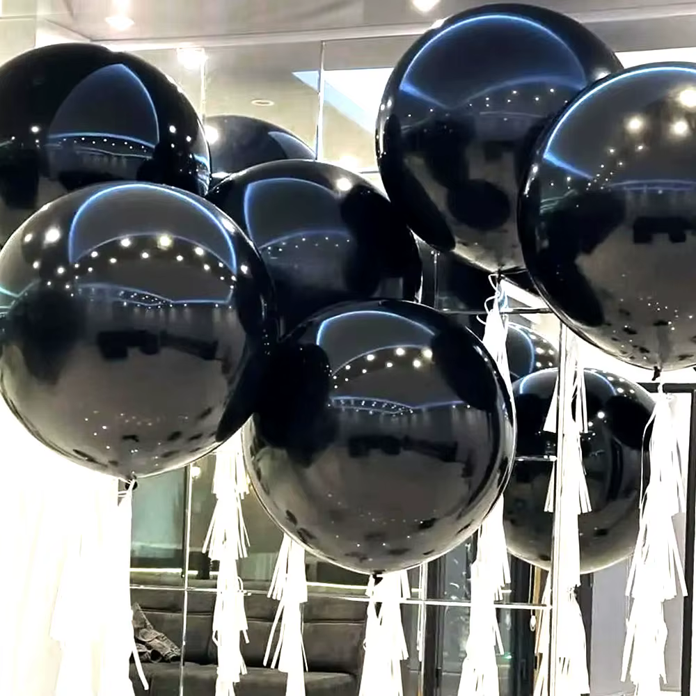 Grands ballons en aluminium noir 4D 10 22 32 50 70 pouces, ballons ronds noirs 4D pour anniversaire, mariage, décor de fête du nouvel an