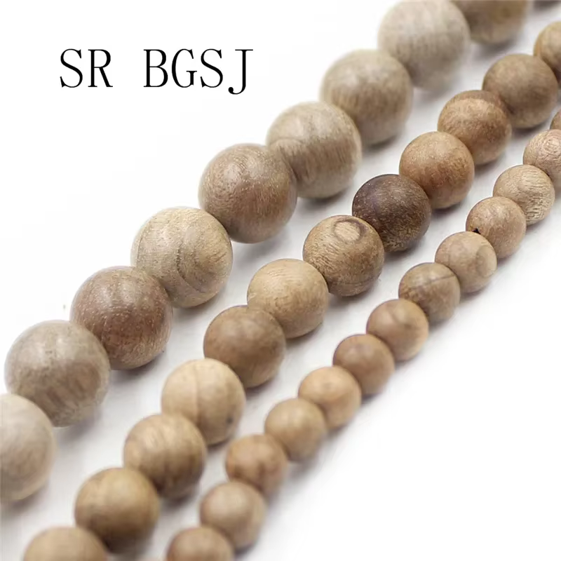 Perles de méditation mala rondes en bois naturel