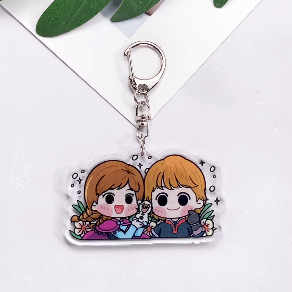 Porte-clés de voiture en acrylique, 9 pièces, dessin animé Disney, accessoires mignons pour sac, pendentif drôle pour sac à dos, cadeaux pour amis