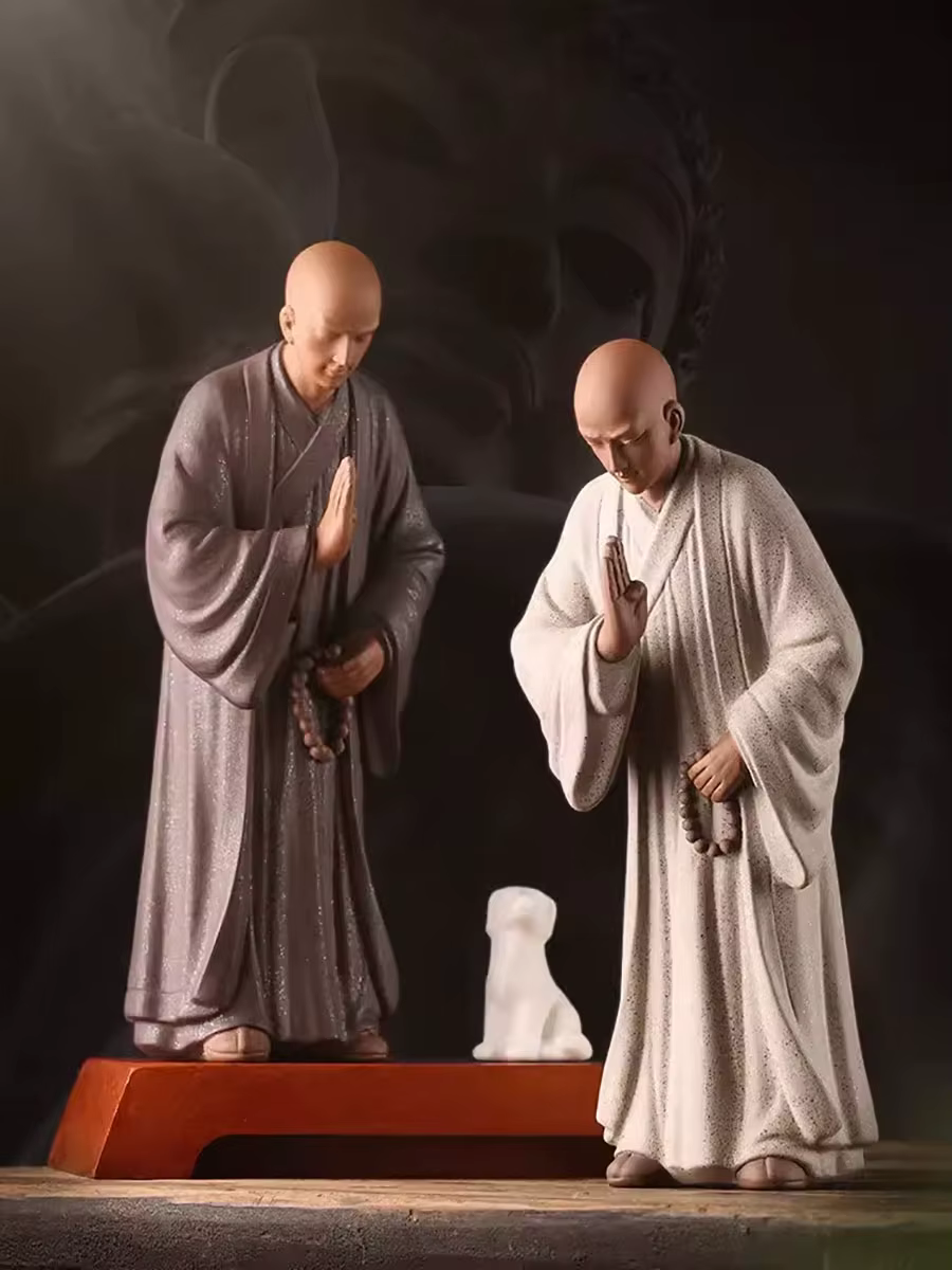 Sculpture de méditation Shami bouddhiste du petit moine Zen