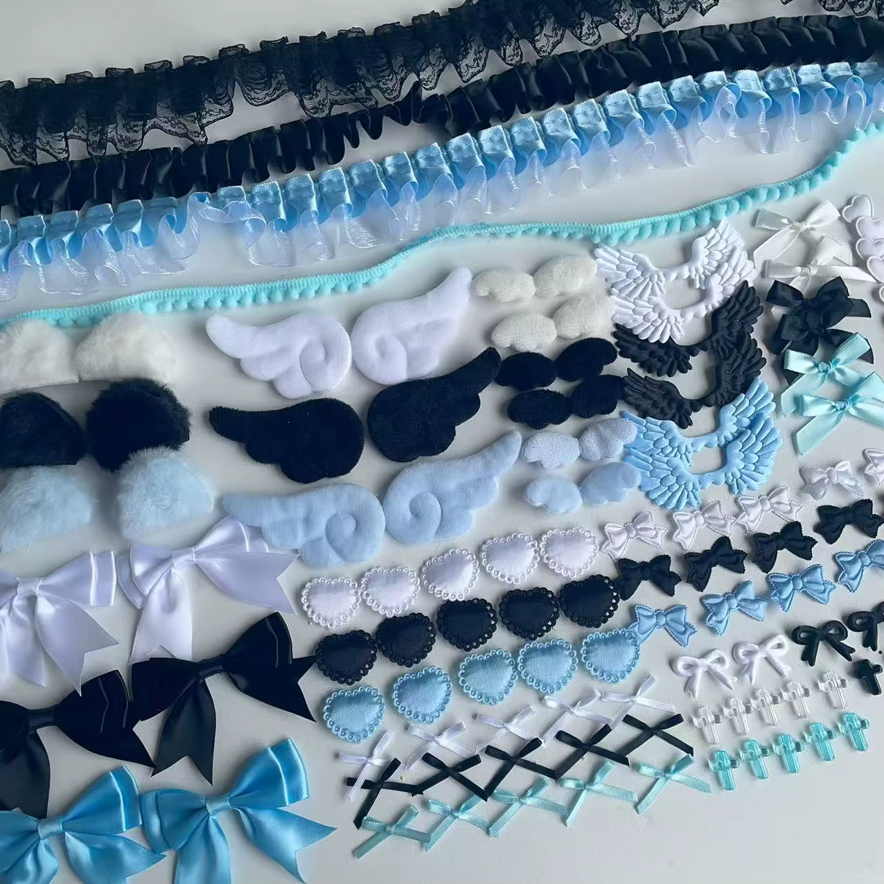 Ensemble d'accessoires de la série de couleurs noires 118, ensemble de matériel en dentelle rose, accessoires de bricolage faits à la main, paquet de matériaux anti-douleur