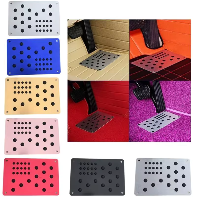 Tapis de sol de voiture en alliage d'aluminium, plaque de talon épaisse en aluminium, pédale 23.5x16cm, autocollant de style automobile, couverture, accessoires de voiture