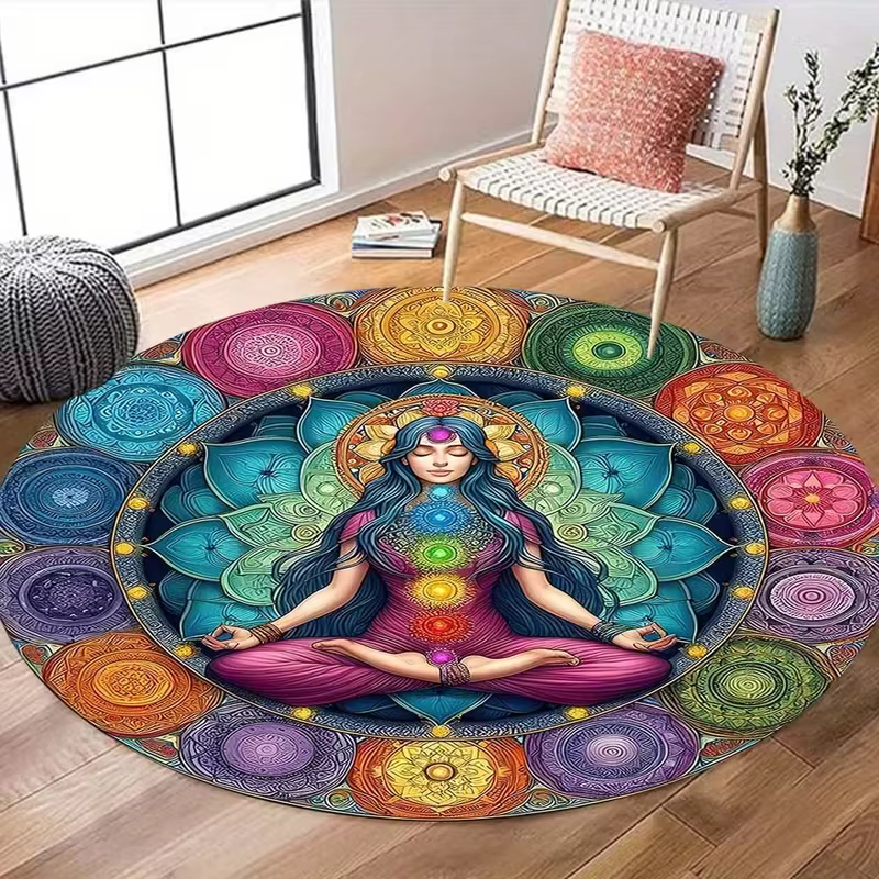 Tapis de sol rond pour la méditation des chakras