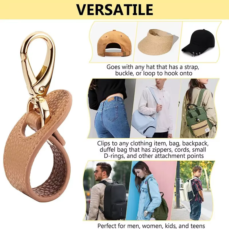 Clip de chapeau de voyage en cuir Simple, Clip de chapeau de Baseball de Golf, sangle de chapeau d'été, serviette, gant, rangement, boucle de portefeuille, Clip de loquet mains libres