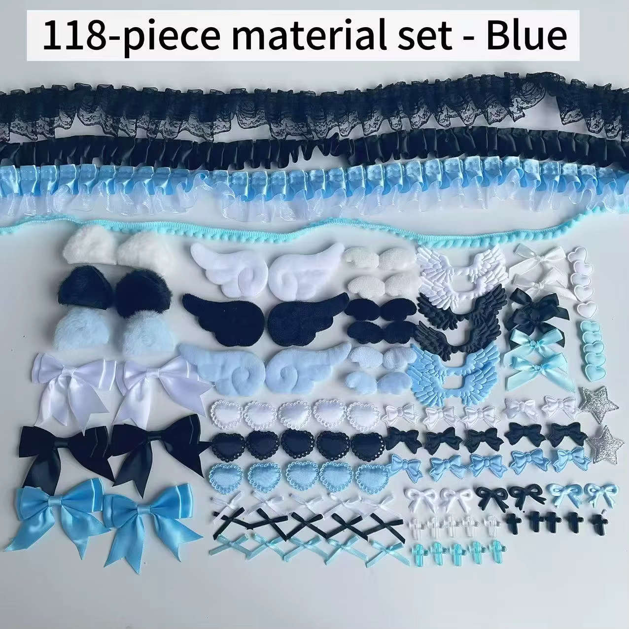Ensemble d'accessoires de la série de couleurs noires 118, ensemble de matériel en dentelle rose, accessoires de bricolage faits à la main, paquet de matériaux anti-douleur