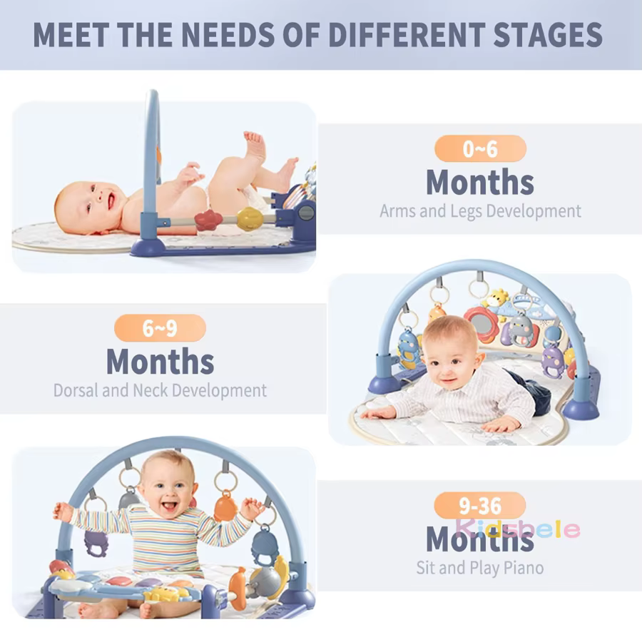 Activité de jeu pour bébé, gymnastique avec Piano, hochets suspendus, tapis de ventre rembourré doux, apprentissage sensoriel Montessori, cadeau de noël pour nouveau-né