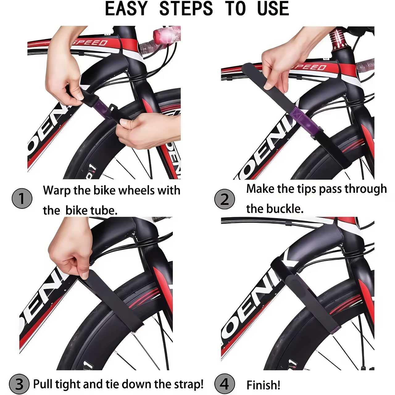 Sangles de fixation de roue de vélo, poignées antidérapantes en Gel résistant, conception réglable, sangles de support de roue de vélo pour porte-vélo, accessoires de cyclisme