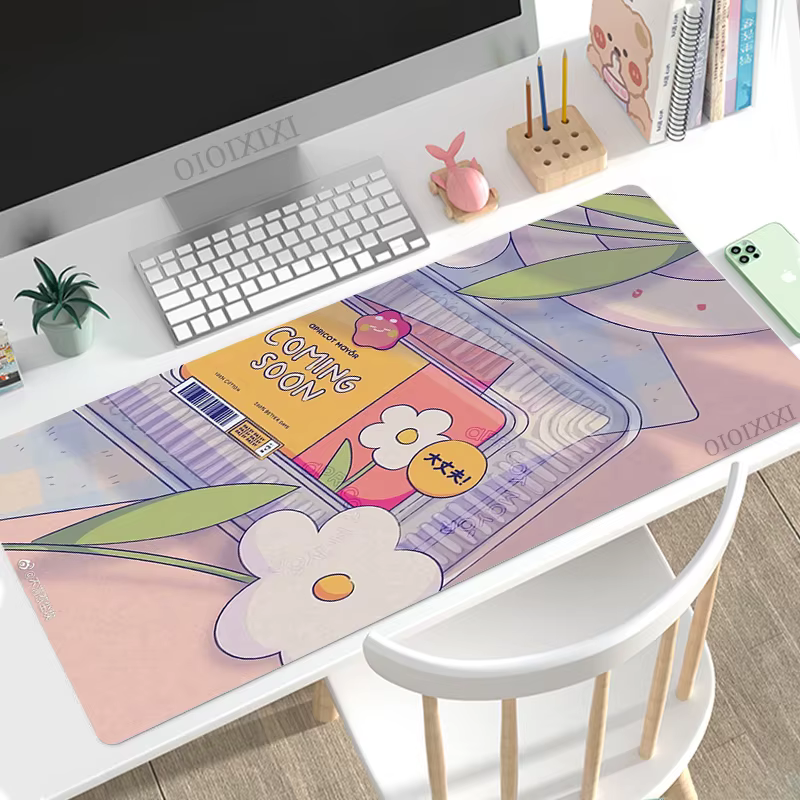 Tapis de souris mignon Kawaii pour jeux XL HD, grand tapis de souris personnalisé XXL, tapis de clavier antidérapant en caoutchouc naturel, tapis de souris souple pour PC