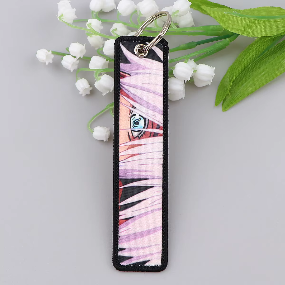 Porte-clés brodés Anime, étiquettes de clés Manga, porte-clés pour femmes et hommes, porte-clés de voiture, accessoires de cosplay, cadeau pour fans Chaveiro
