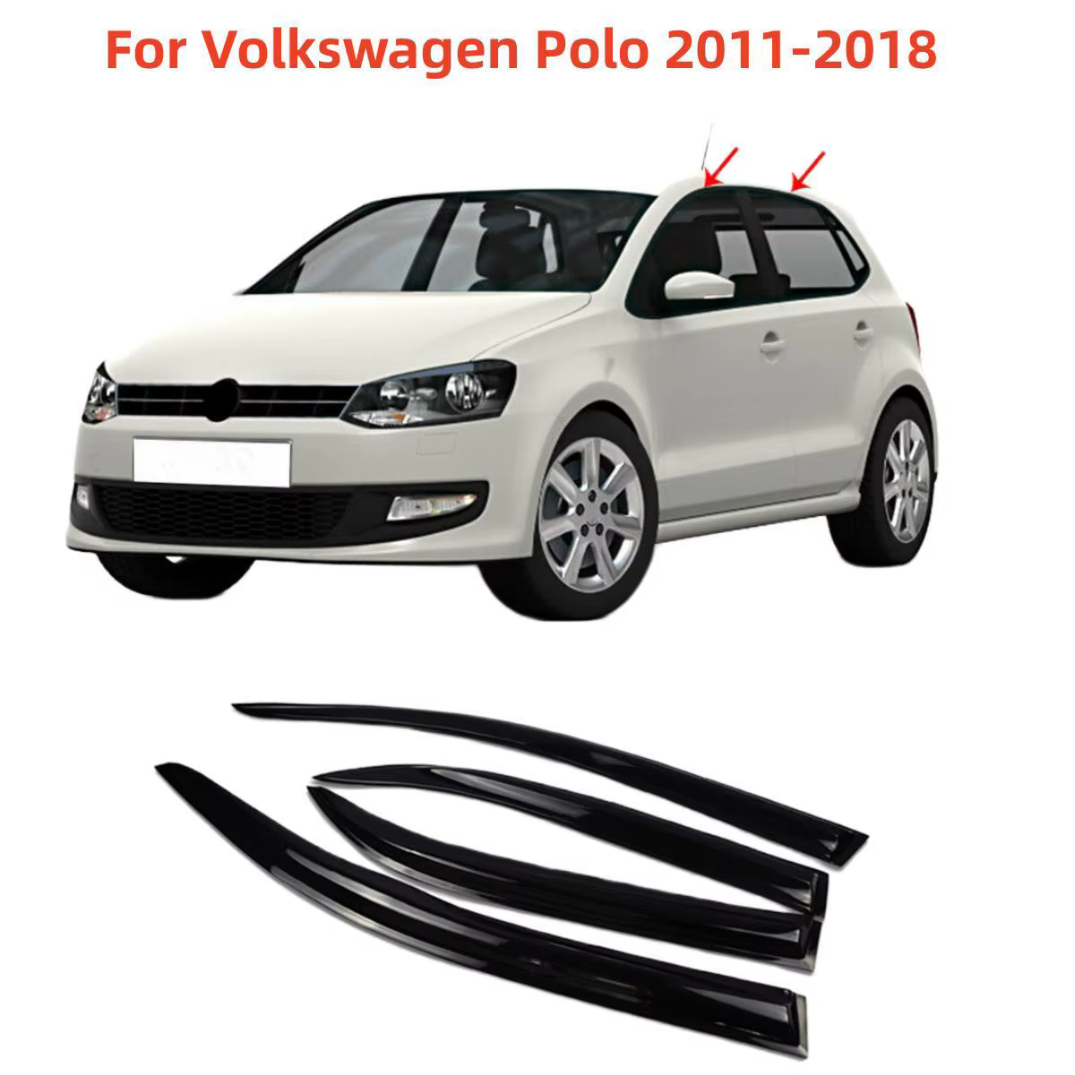 Accessoires automobiles : Pare-pluie et pare-soleil pour vitres, déflecteurs de vent, garnitures de protection contre les intempéries pour VW Volkswagen Polo 2011-2018