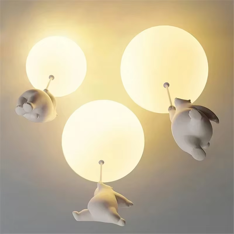 Applique Murale Personnalisée avec Ours de Dessin Animé, Lampe Créative pour Restaurant, Chambre d'Enfant, Salon, Bureau, Lampe de oral et