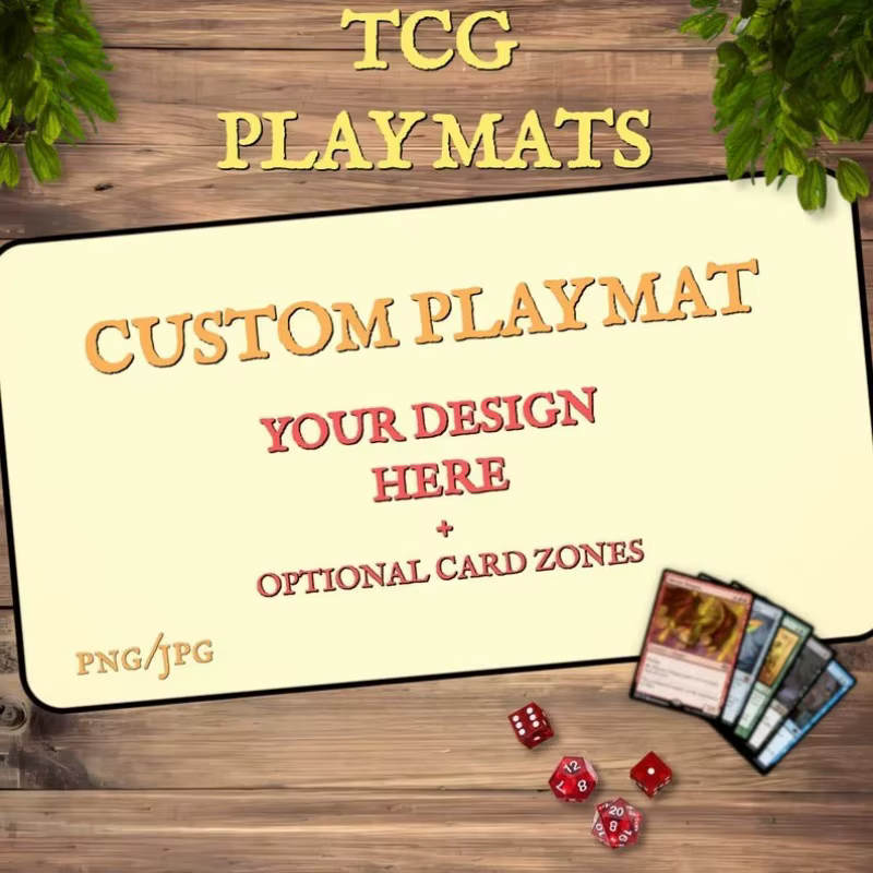 Tapis de jeu TCG personnalisé 24 "X 14", tapis de jeu personnalisé avec Zones, accessoires de table MTG, jeux de cartes à collectionner