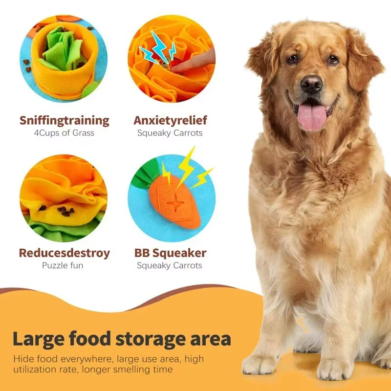 Grand tapis de reniflement pour chiens, pour l'entraînement interactif et le soulagement du stress, tapis d'alimentation lente pour chiens