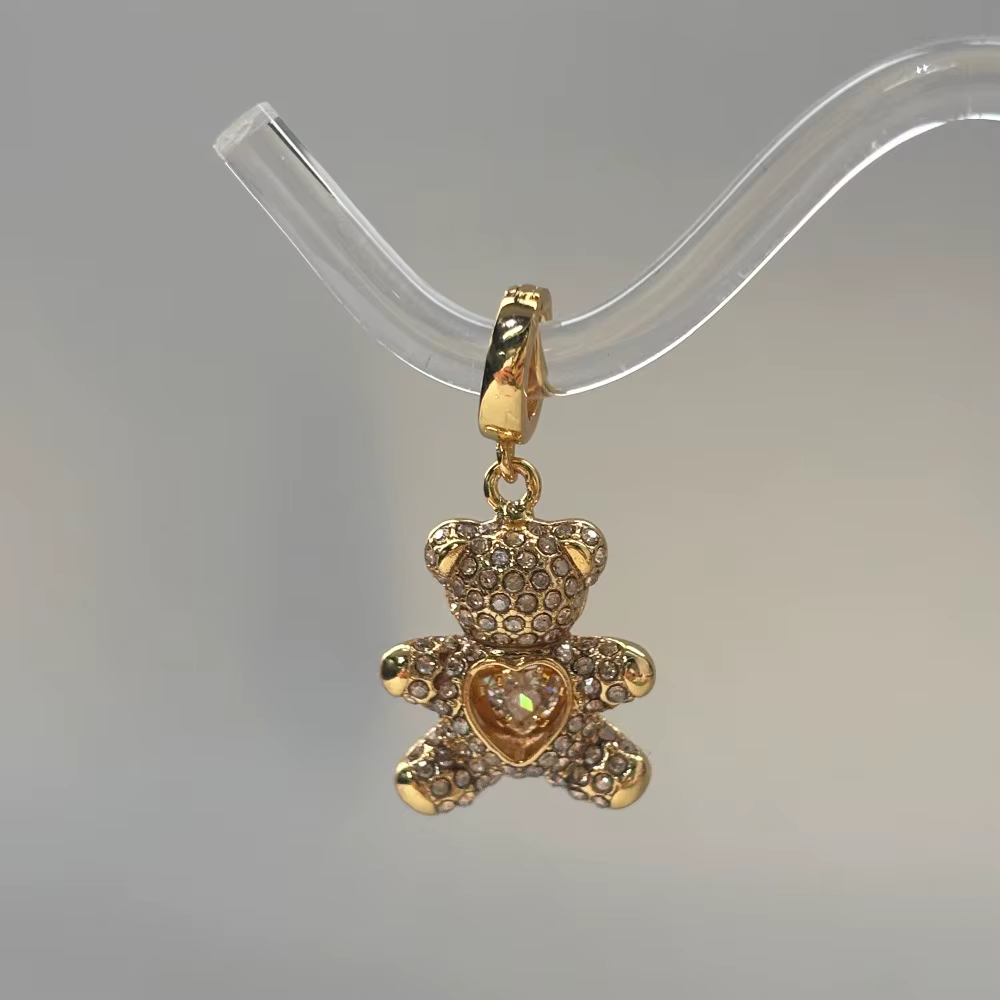 Nouvel Ensemble de Bijoux Tendance 2026 pour Femme, Breloques Ours Bleu Cristal Scintillant, Accessoires de Fête, Cadeaux Romantiques