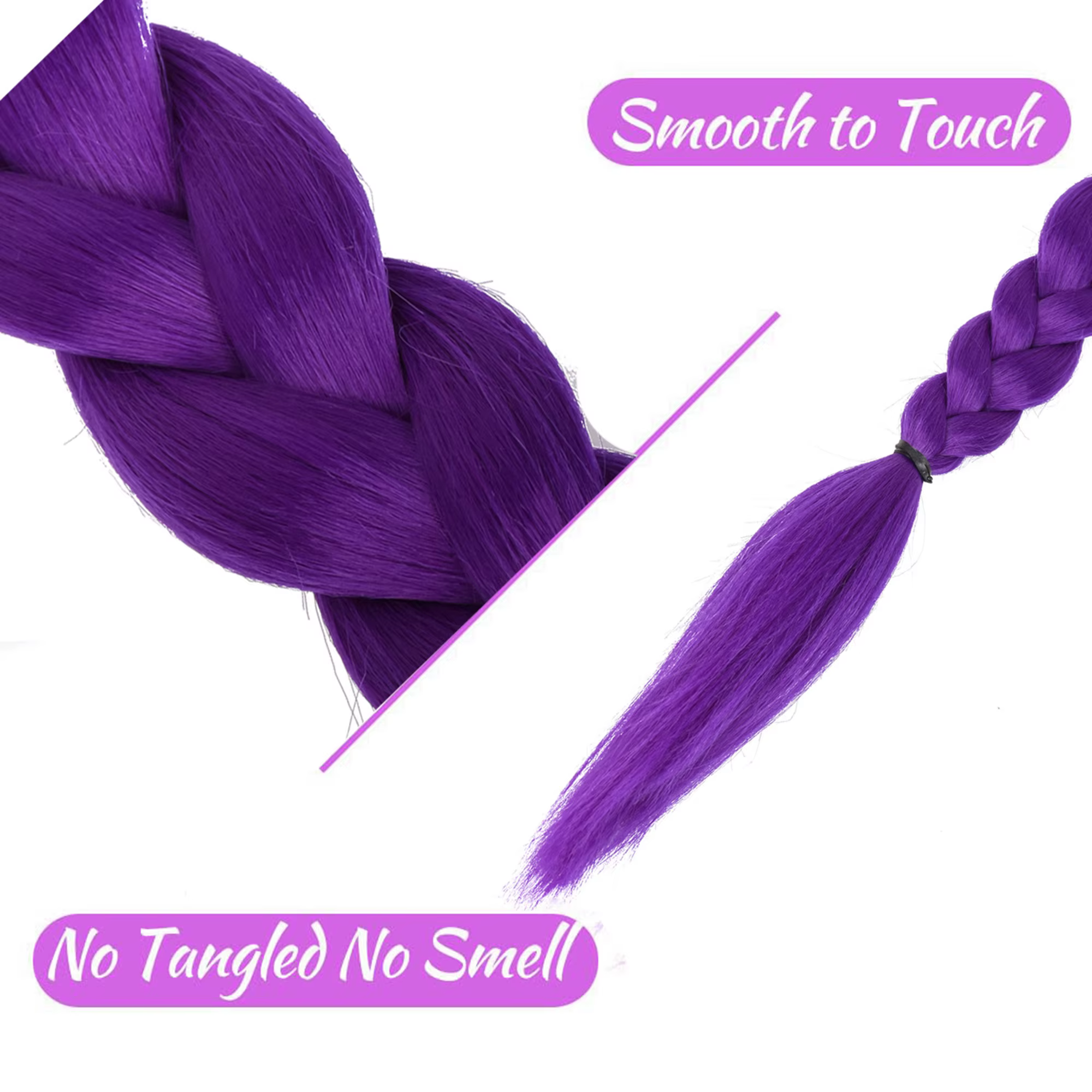Queue de cheval tressée violette de 26 pouces à clipser, longue postiche pour cosplay, idéale pour les enfants et les filles à Halloween et Noël