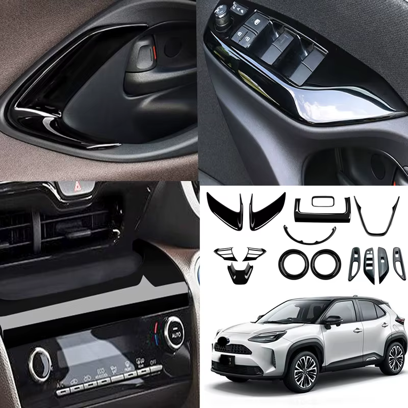 Cadre de volant noir ABS, accessoires de voiture, décoration de commutateur de fenêtre, garniture de couverture pour Toyota Yaris Cross 2020 2021 2022