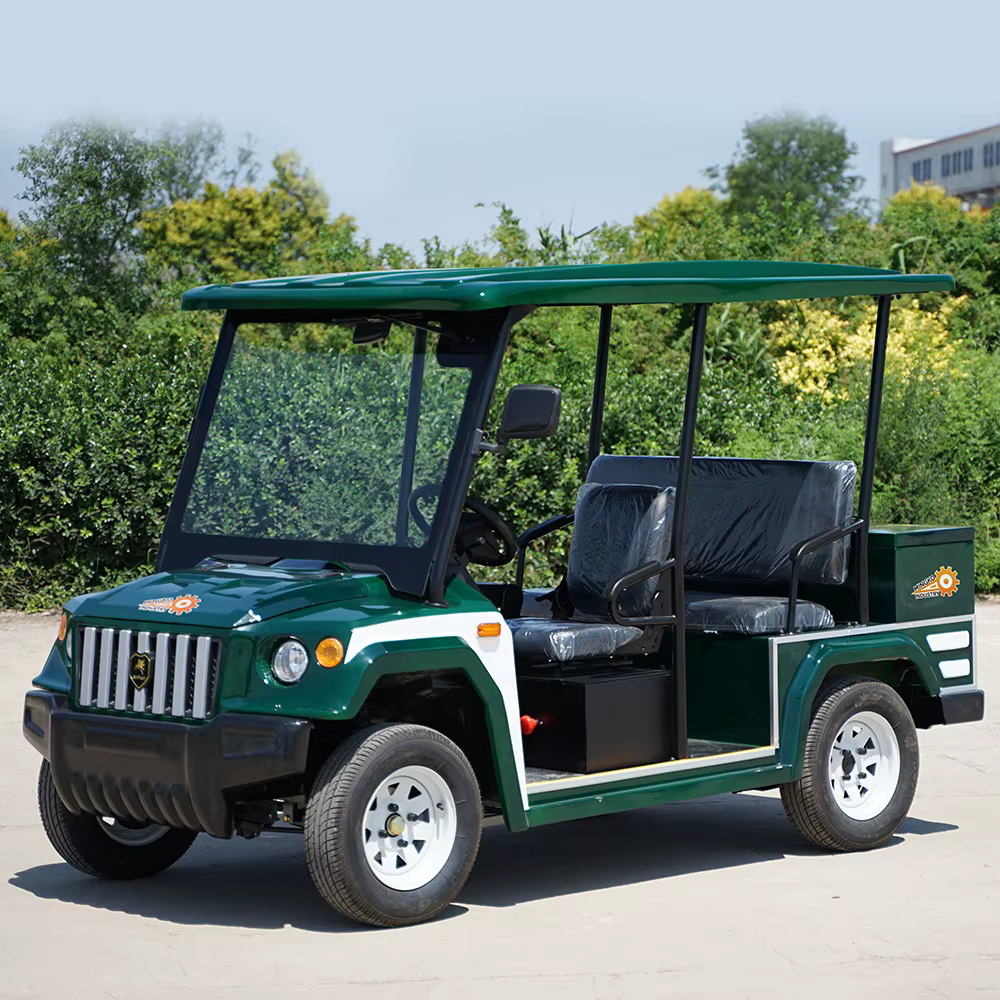 Voitures de golf électriques populaires ! Chariots de golf électriques jaunes en promotion, 5/6 places, 4 roues, chariot de golf 6 places