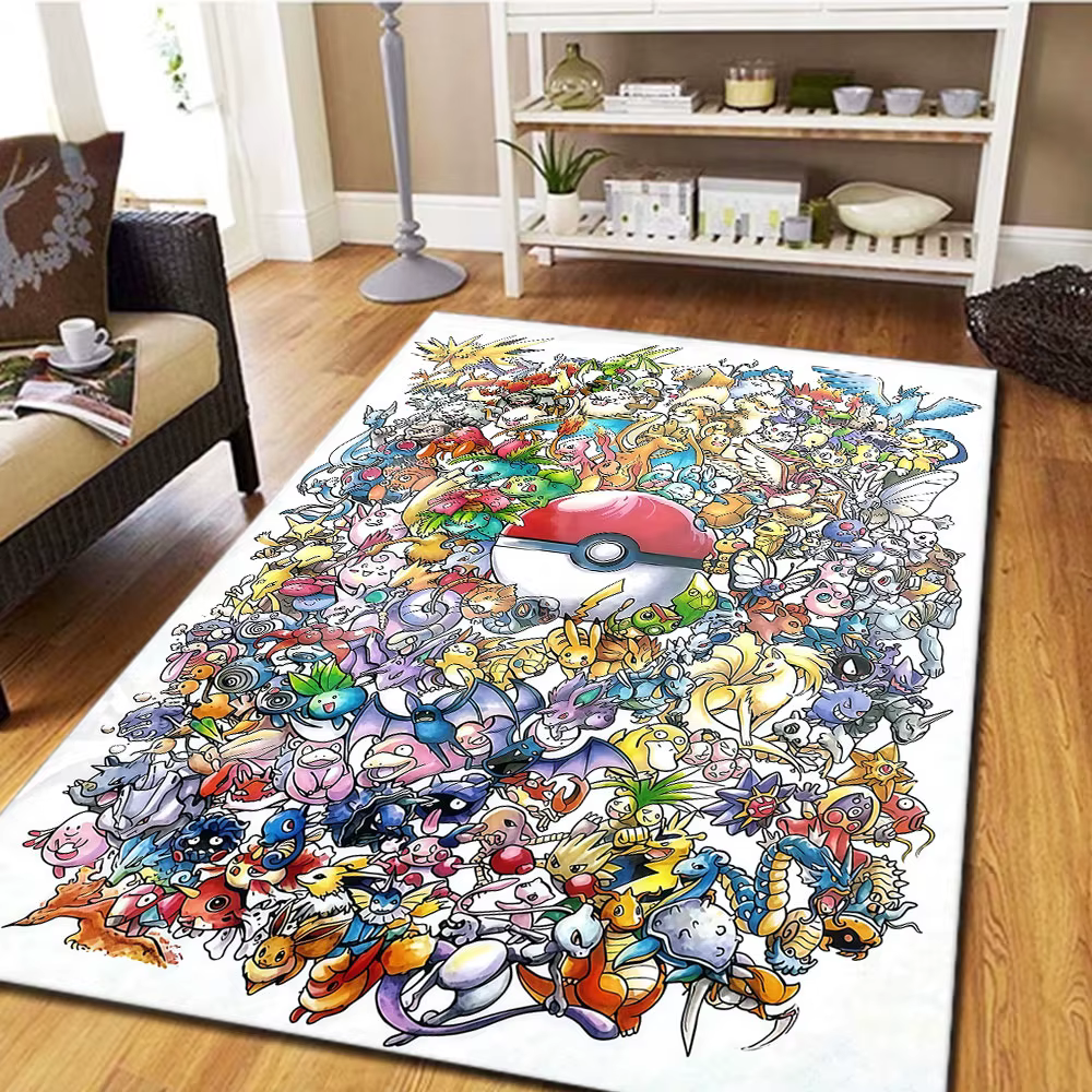 Tapis imprimé Pokemon pour la décoration de la maison, cadeau d'anniversaire, cadeaux d'halloween HE35