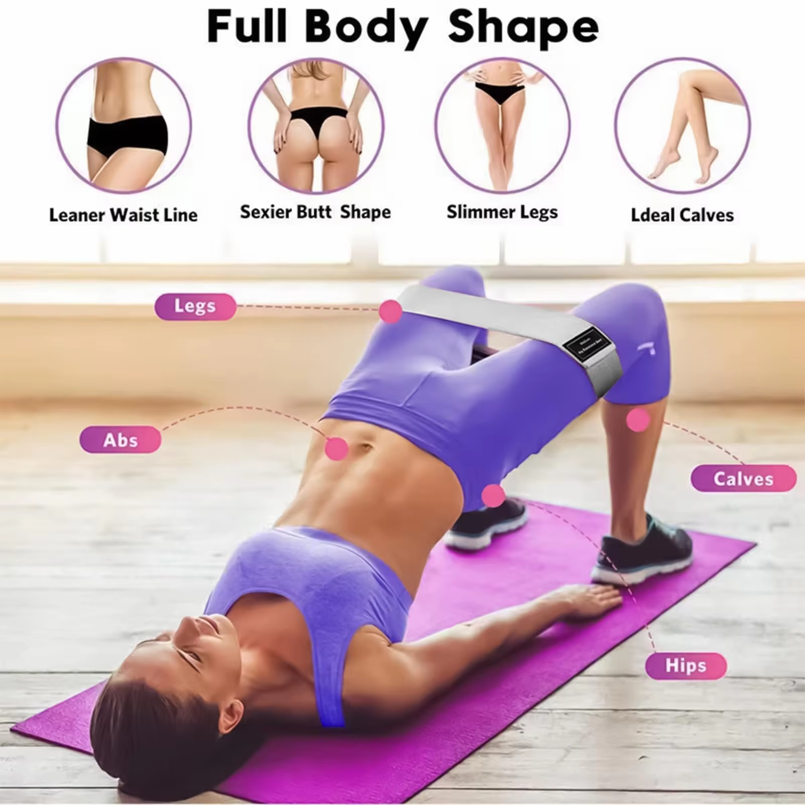 Bandes de Résistance Élastiques en Tissu pour Fessiers et Cuisses