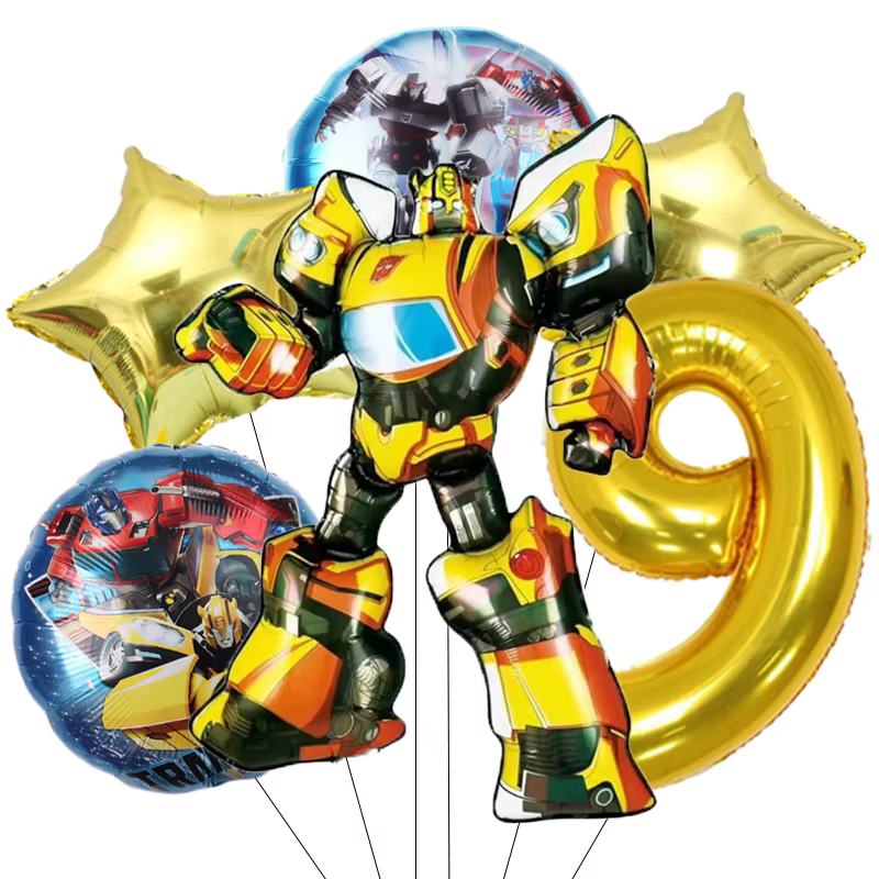 Ballons en film à thème de transformation, décorations de fête d'anniversaire, ballons numériques en film d'aluminium, cadeau pour garçon, baby shower