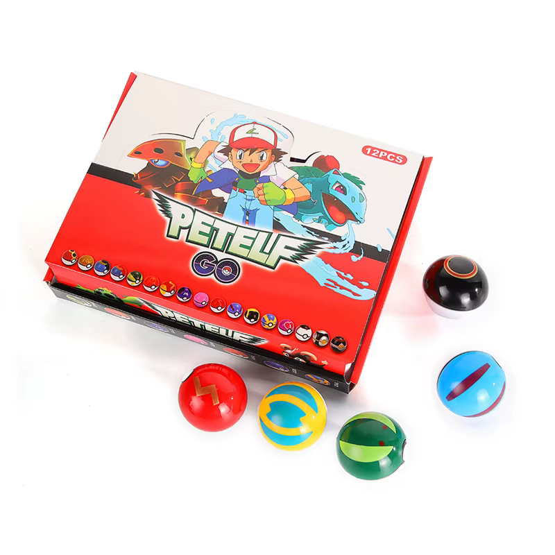 Pokemon Poke Ball Figure Jouets, Anime Pikachu, Pocket Monster, Pet Elf PVC Figurine, Action Collection Model Dolls Gifts, 12Pcs Set