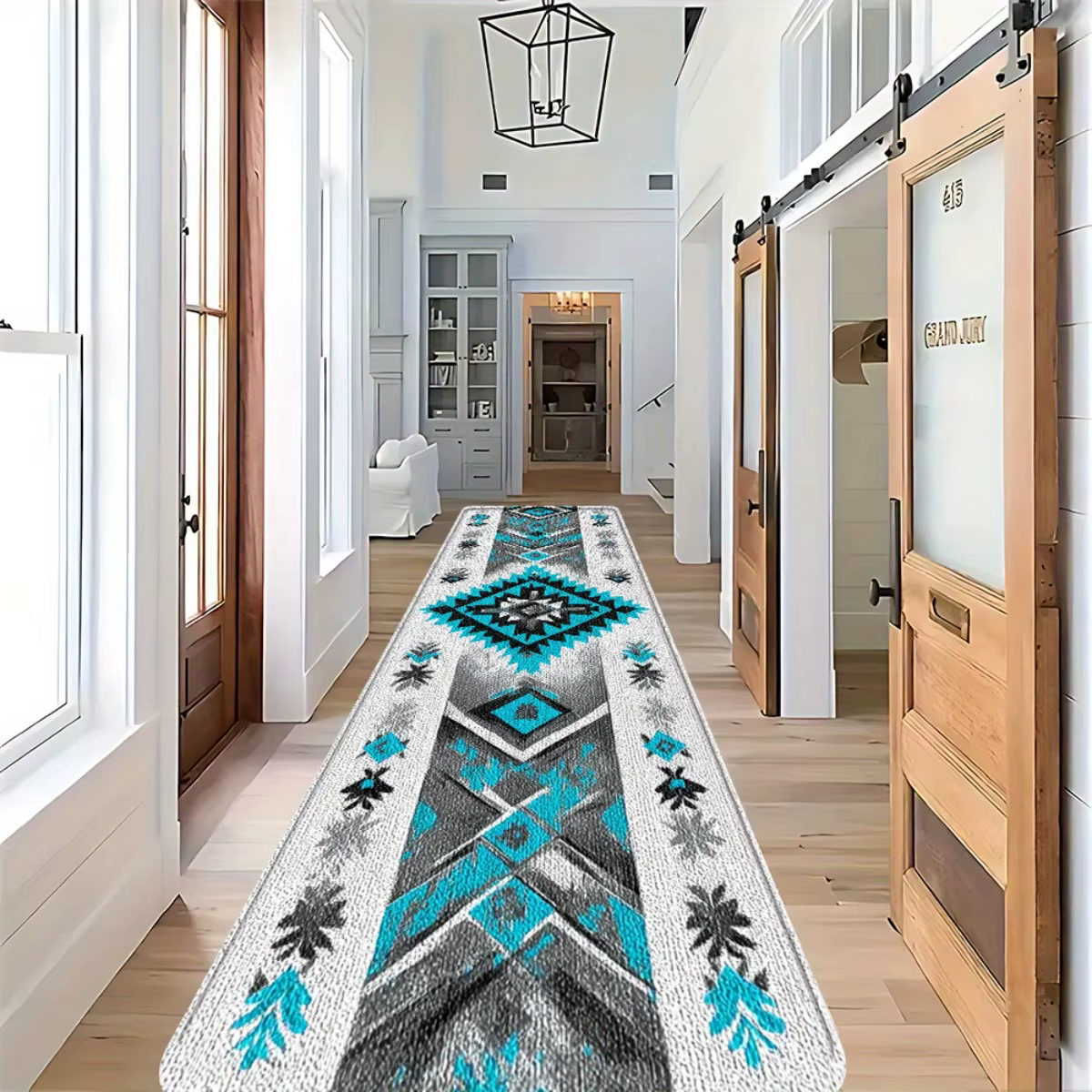 Tapis long géométrique moderne pour salon, couloir, décoration intérieure, tapis de sol de cuisine, tapis de buanderie, tapis de couloir, tapis de balcon à bords fins