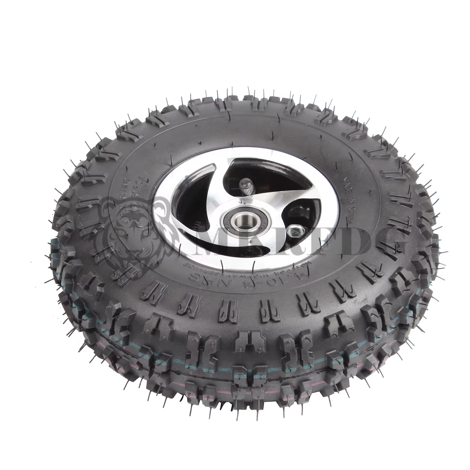 Roue Pneumatique Tout-Terrain de 10 Pouces, Trou d'Essieu de 15mm, 17mm et 19mm, pour Moteur de Fauteuil Roulant Électrique, Tondeuse à Gazon, Chariot, DIY, 4.10-4