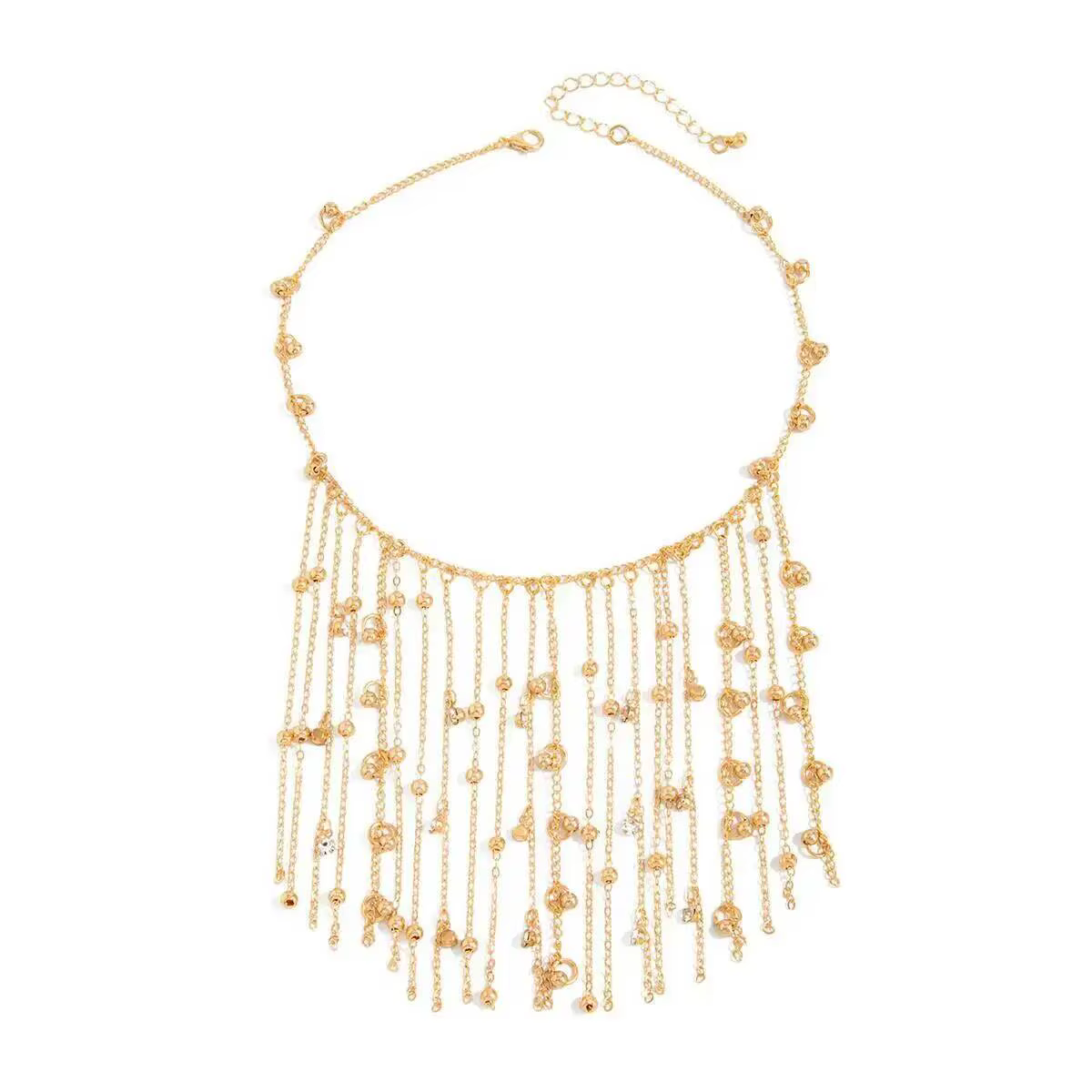 Collier ras de cou tendance avec chaîne à pampilles et perles, style vintage, réglable, couleur or, bijoux de fête, accessoires de cou pour femmes