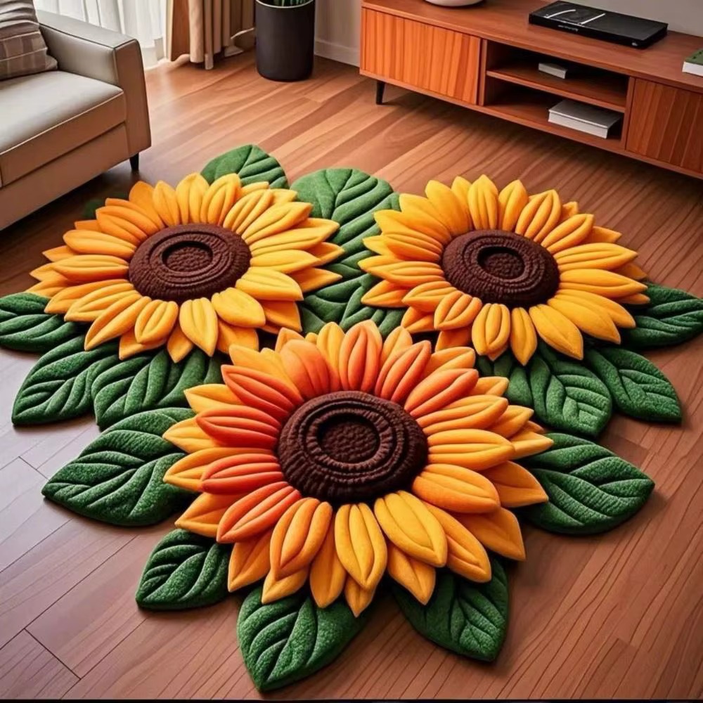 Tapis de sol en forme de tournesol, durable, doux, antidérapant, absorbant, 60x60cm, pour salle de bain, décoration de la maison